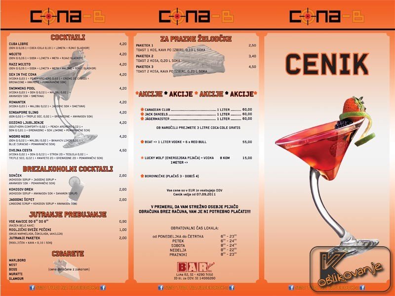 Namizni cenik